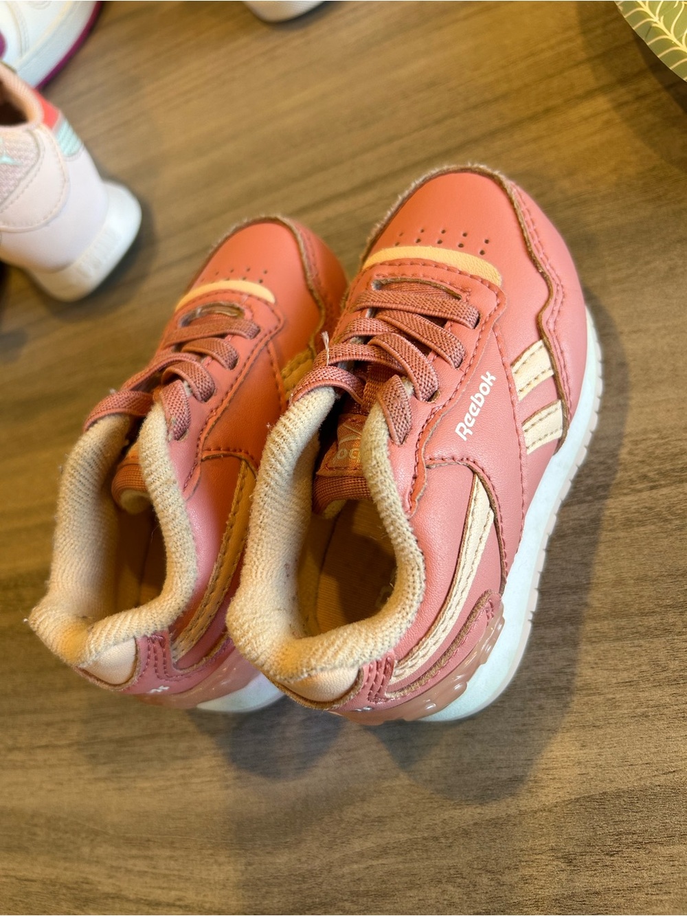 Reebok Kids Coral Pink and Cream Sneakers